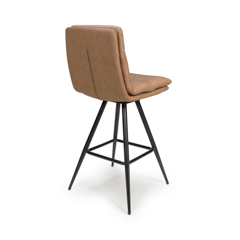 Nobo Swivel High Bar Stool Faux Leather Tan 5