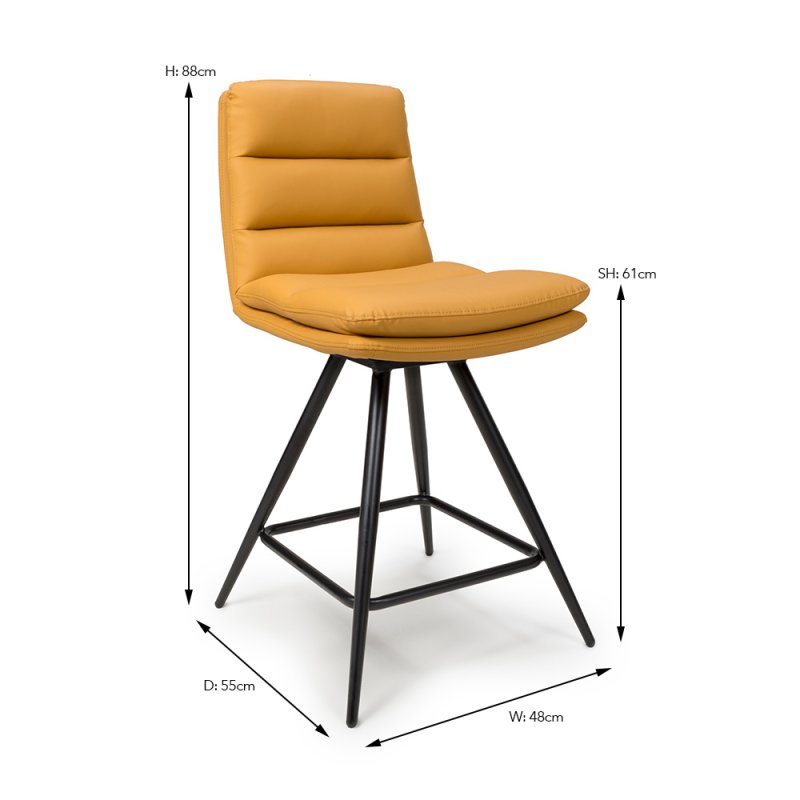 Nobo Swivel Low Bar Stool Faux Leather Ochre 7