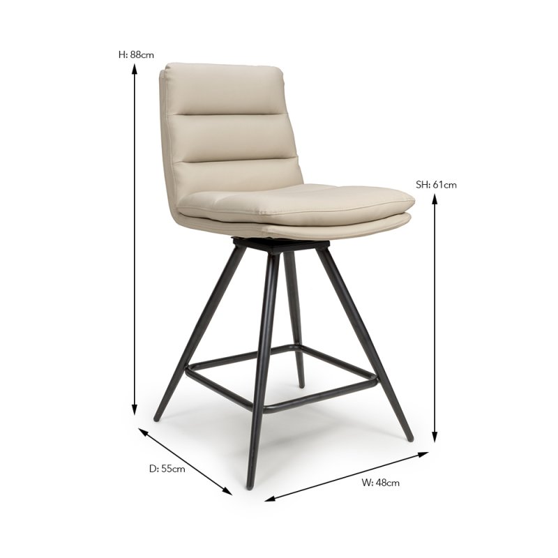 Nobo Swivel Low Bar Stool Faux Leather Taupe 7