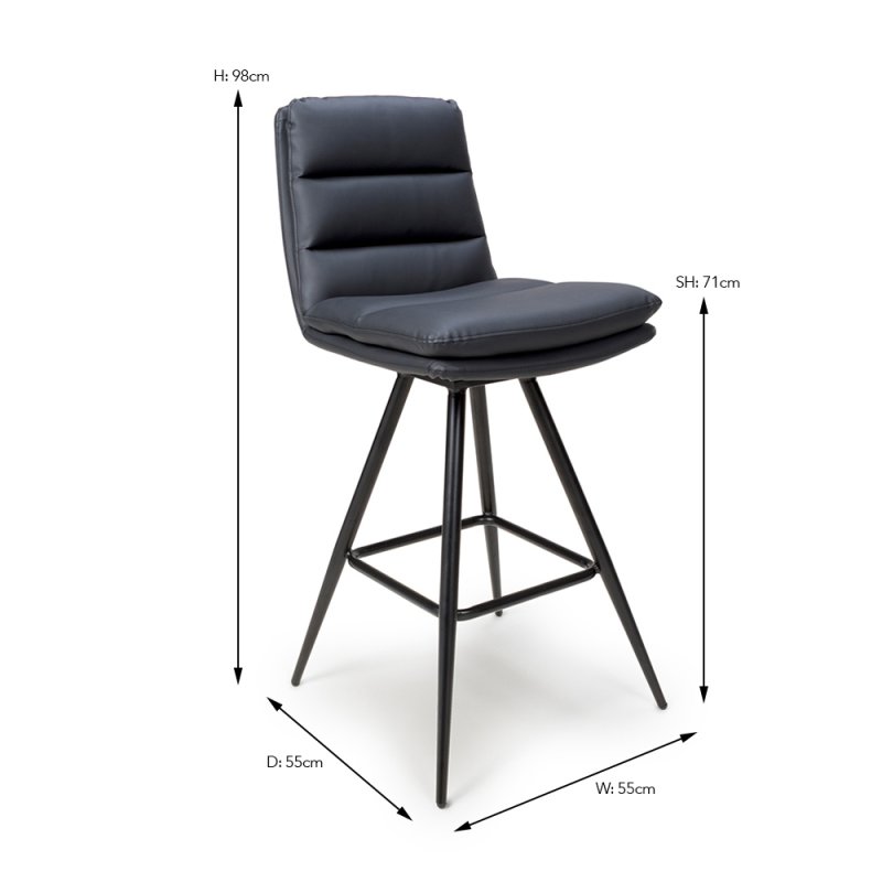Nobo Swivel High Bar Stool Faux Leather Black 7
