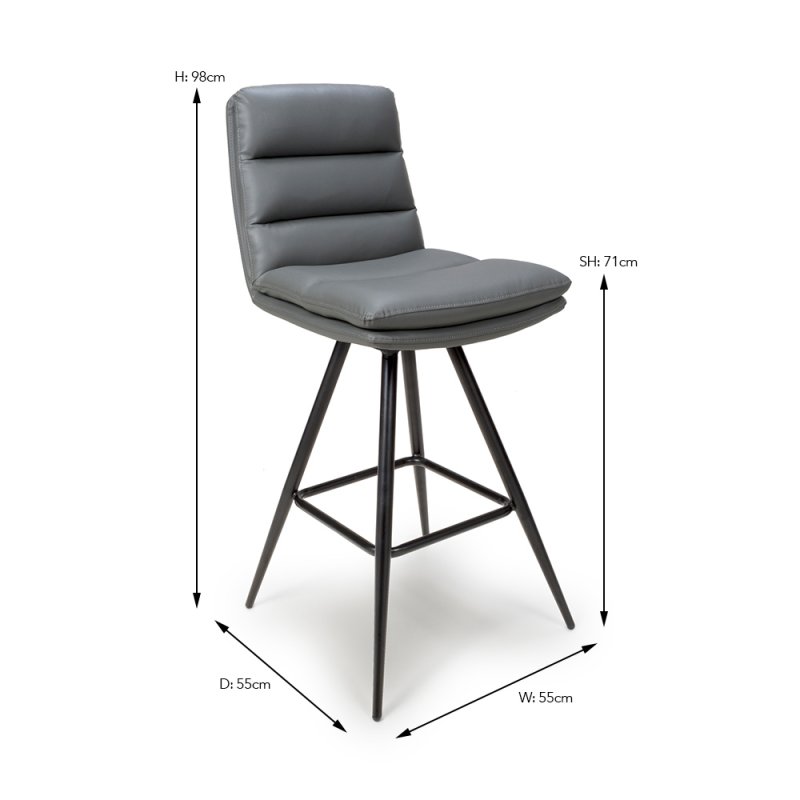Nobo Swivel High Bar Stool Faux Leather Grey 7