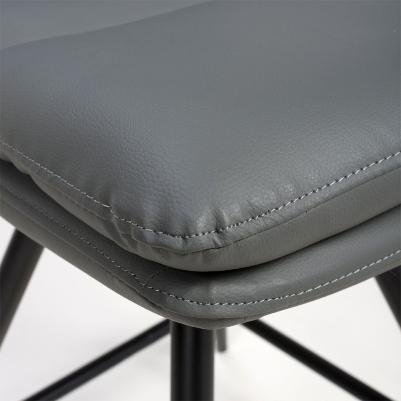 Nobo Swivel Low Bar Stool Faux Leather Grey 6