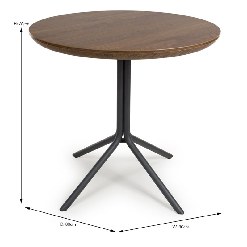 Boston 2 Person Round Dining Table Smoked Oak 80cm DIMENSIONS