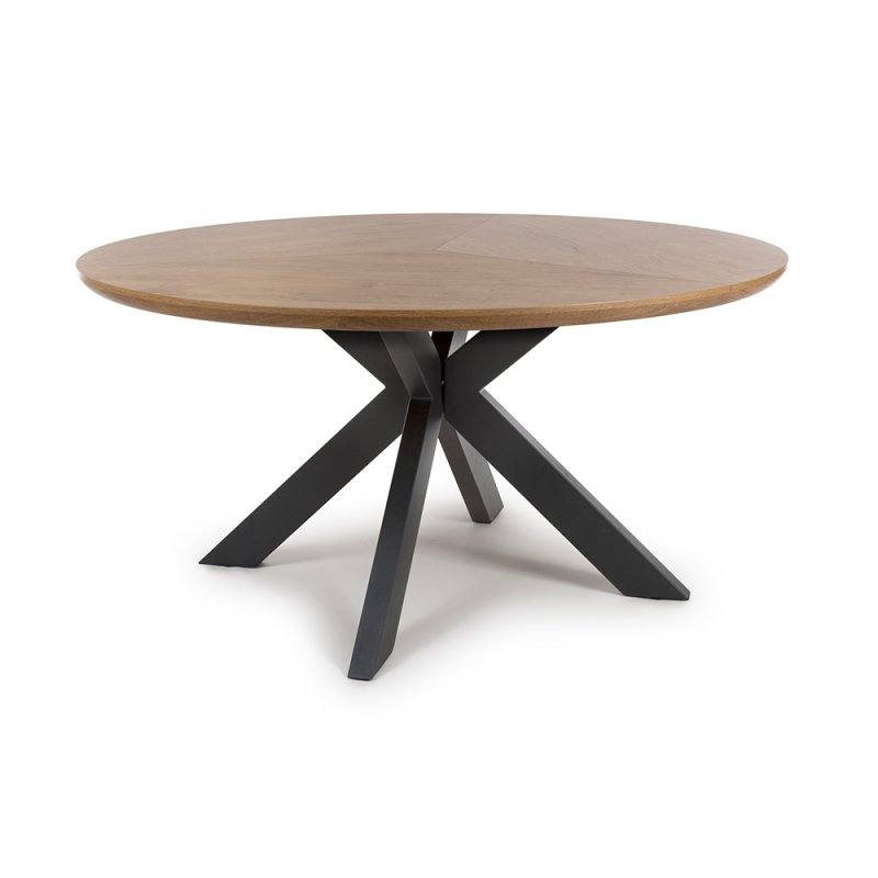 Boston 6 Person Round Dining Table Rustic Oak 1