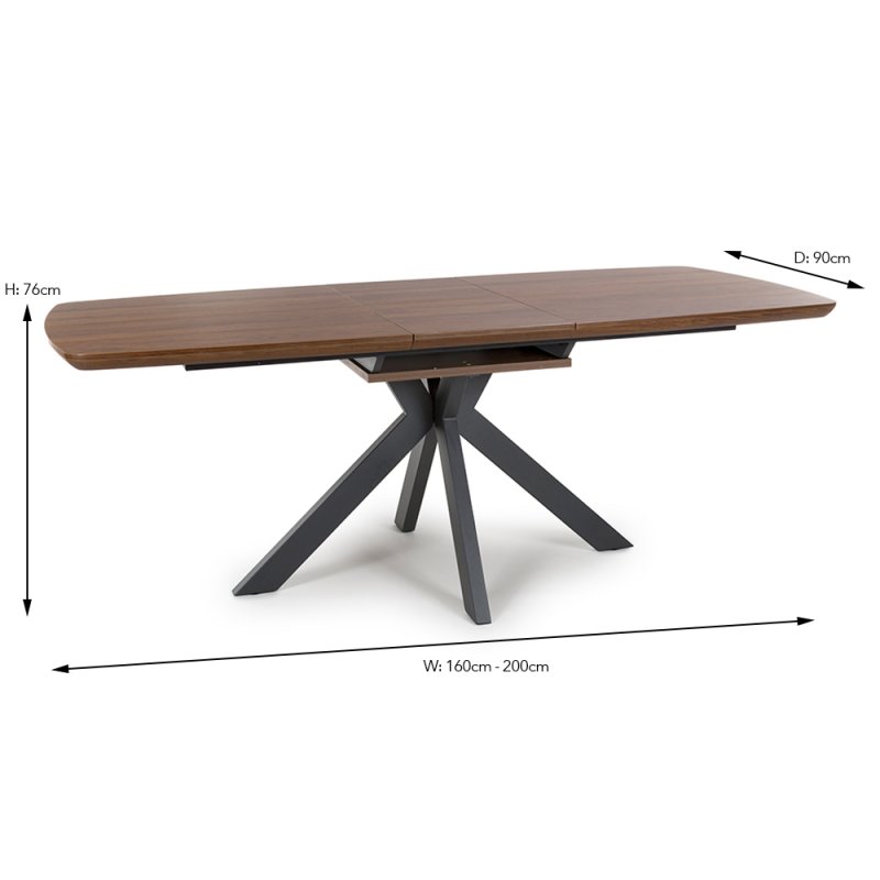 Boston 6-8 Person Extending Dining Table Smoked Oak 160-200cm dimensions