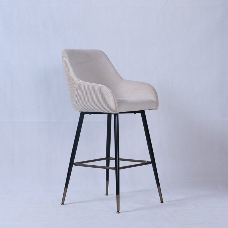 Clifden High Bar Stool Velvet Fabric Cream