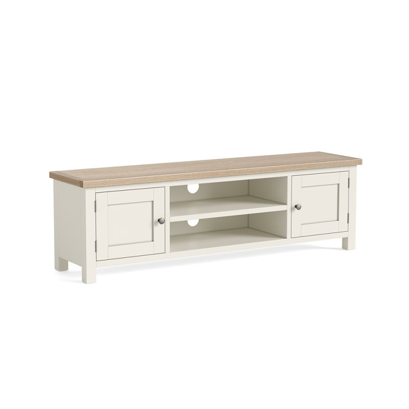 York Extra Large TV Unit Coconut White - Metal Knobs