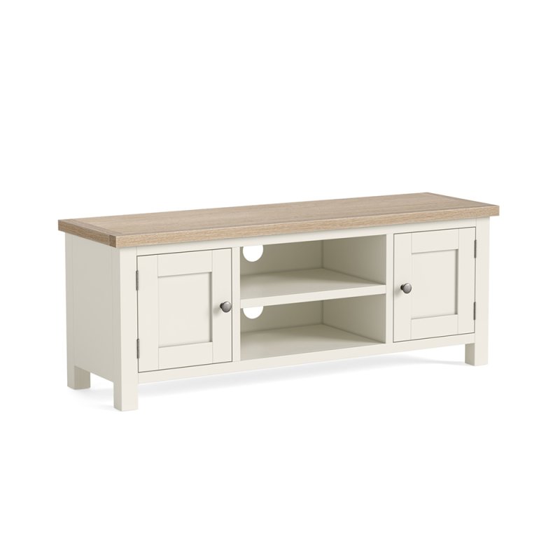 York Large TV Unit Coconut White - Metal Knobs