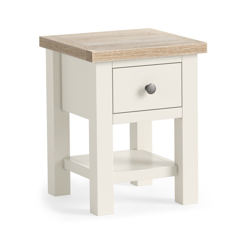 York Lamp Table With Shelf Coconut White - Metal Knobs