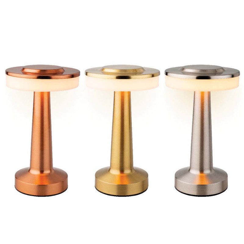 LED Table Light Warm White Gold or Silver or Copper 19.5cm (Choice of 3)