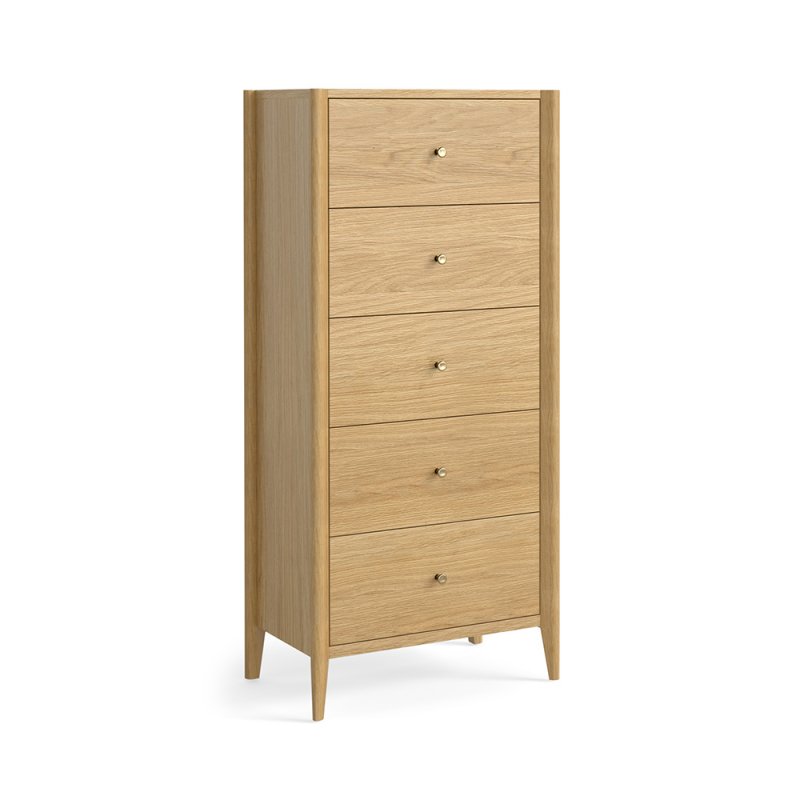 Nice 5 Drawer Tallboy Natural Oak