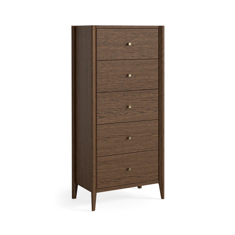 Nice 5 Drawer Tallboy Dark Oak
