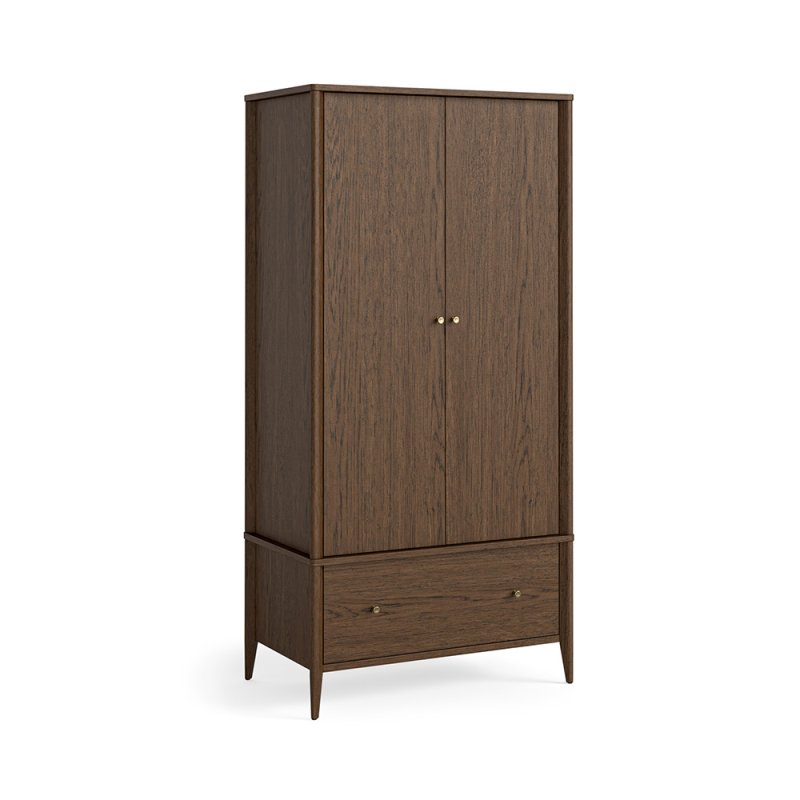 Nice 2 Door+1 Drawer Wardrobe Dark Oak