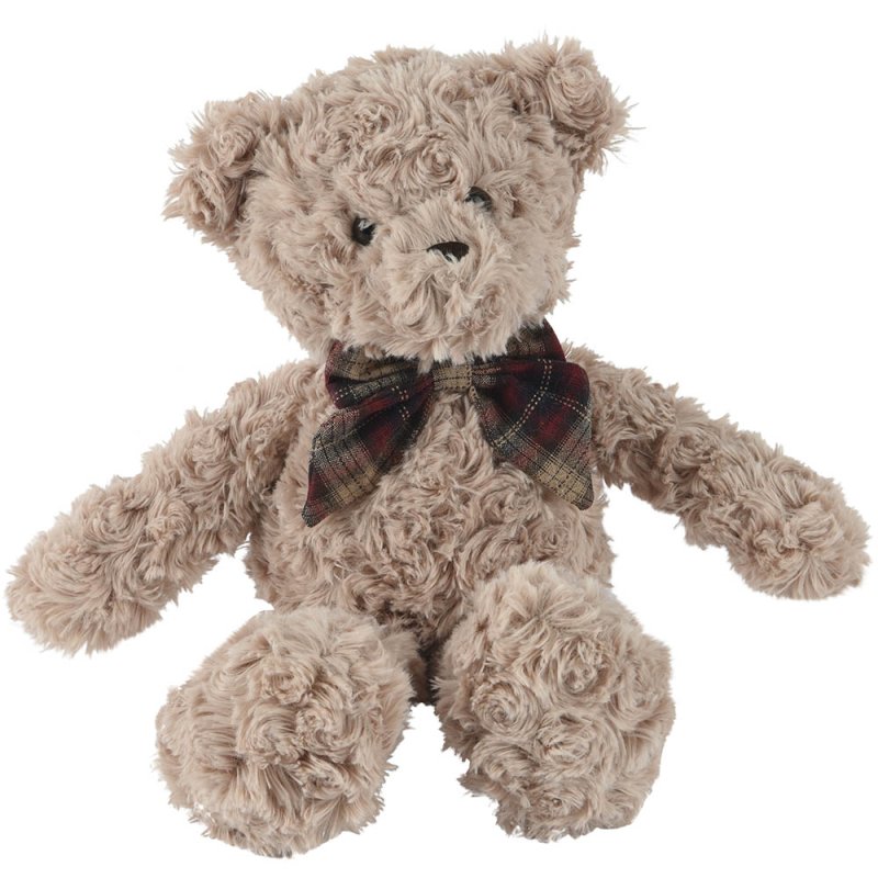 Plush Bear with Tartan Bow Brown 21cm