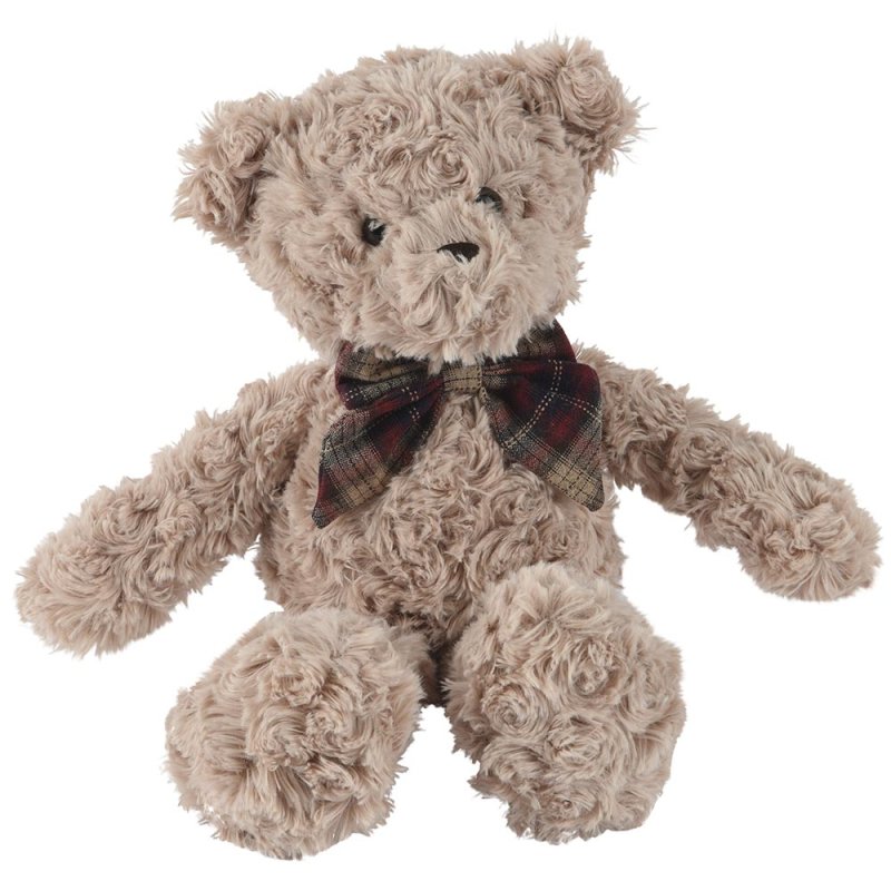 Plush Bear With Tartan Bow Brown 30cm
