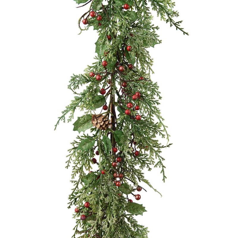 Berry Glitter Garland With Pinecones 6ft/180cm