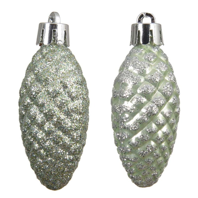 Shatterproff Pinecone Baubles Matcha Green In Box 14cm (Set Of 12) 2
