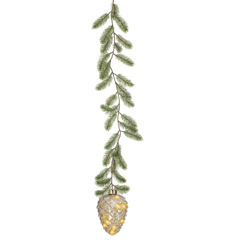 Micro LED Pinecone Decoration With Fir 21cm 1