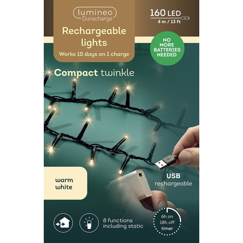 Micro LED Duracharge Compact Lights Warm White 400cm