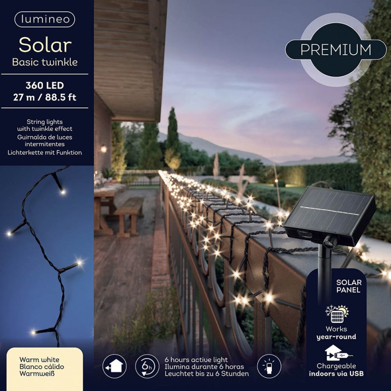 Solar Lights Twinkle Effect Warm White 360cm