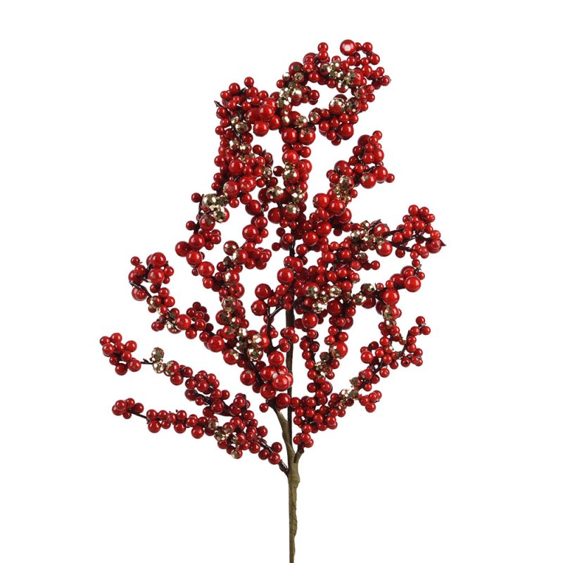Berry Spray With Gold Glitter & Spangles Christmas Red 60cm 2