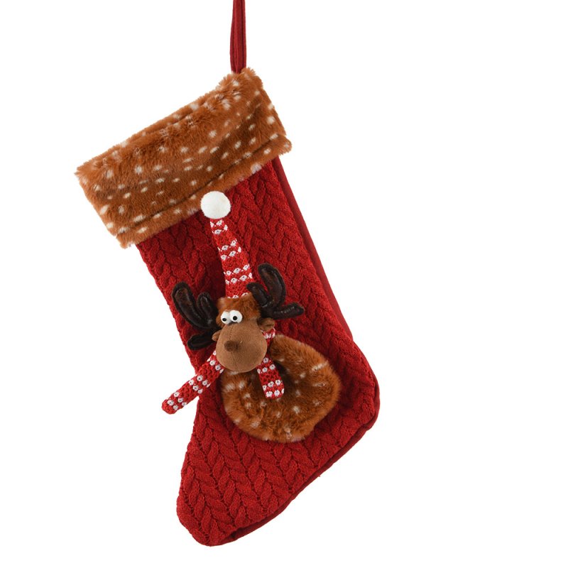 Christmas Stocking With Deer Brown 48cm