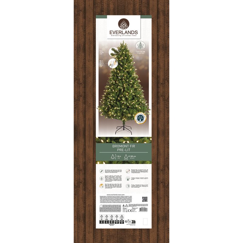 6ft/180cm Bromont Fir Christmas Tree Pre-Lit Green 2