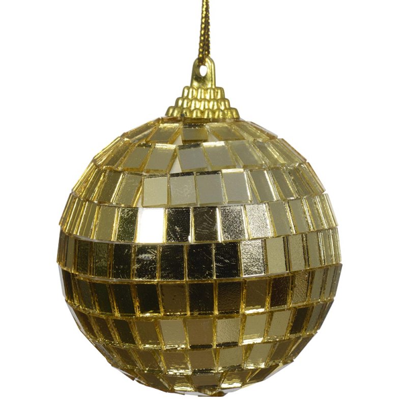 Glass Mirror Bauble Gold 6cm
