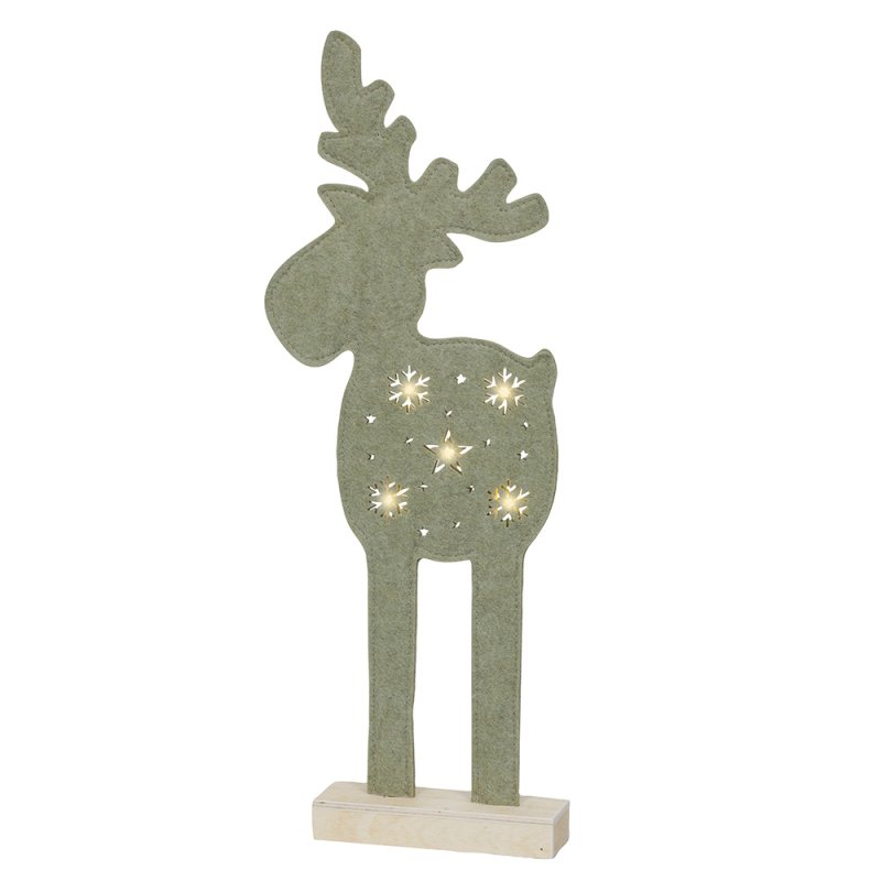 Micro LED Felt Deer On Wooden Base 48.5cm 1