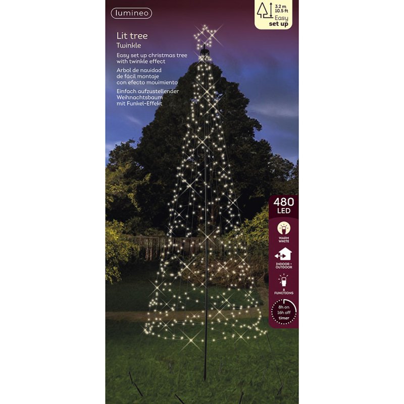 12ft/320cm LED Tree Black Warm White