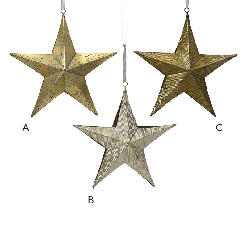 Iron Star Decoration Gold 7cm (Choice of 3)