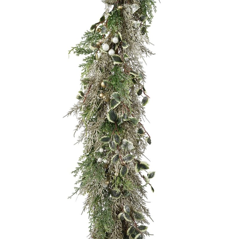 Champagne Garland With Glitter Leaves & Berries Indoor 6ft/180cm