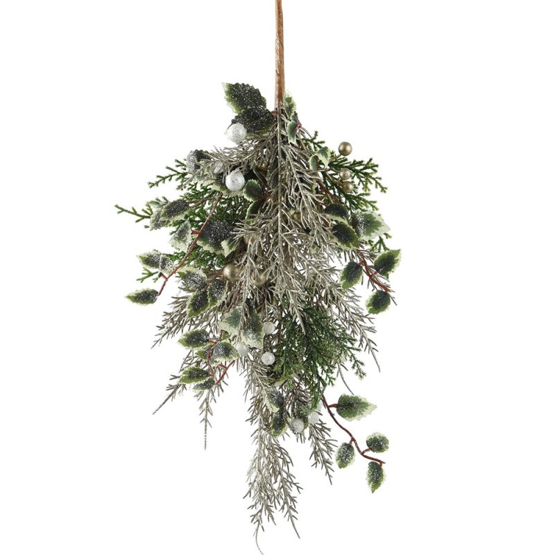 Champagne Spray With Glitter Leaves & Berries Indoor 50cm