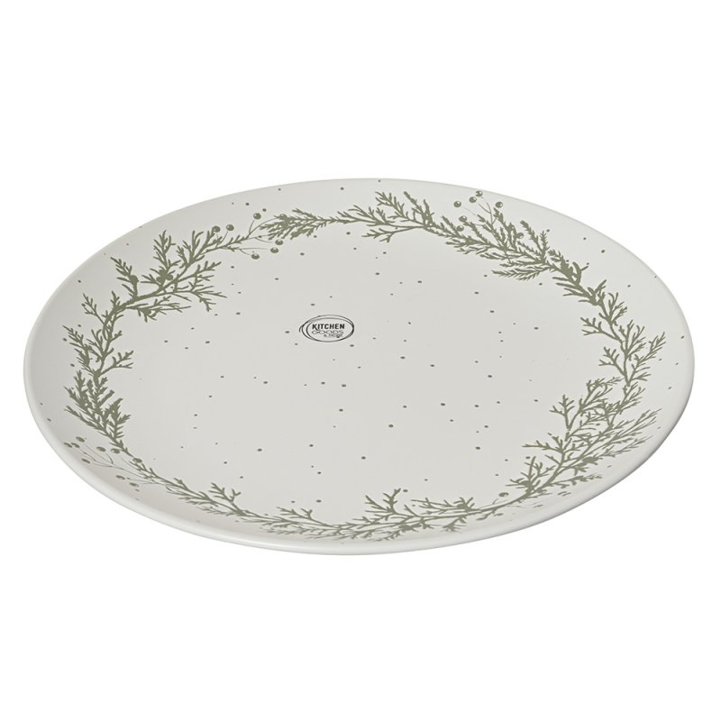 Stoneware Dinner Plate With Wreath Print 27.5cm