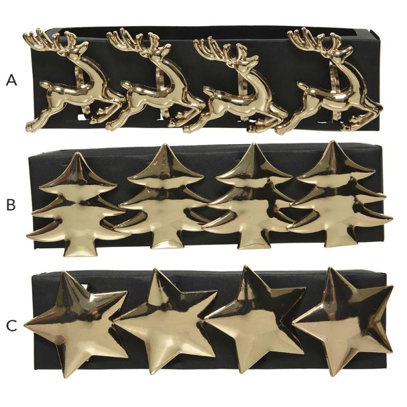 Festive Napkin Ring Gold (Choice of 3)