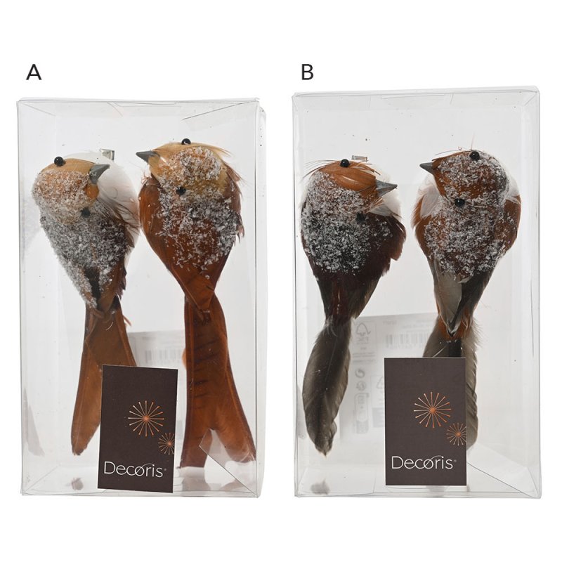 Festive Robin Bird On Clip Brown Or Orange (Set of 2) (Choice of 2)