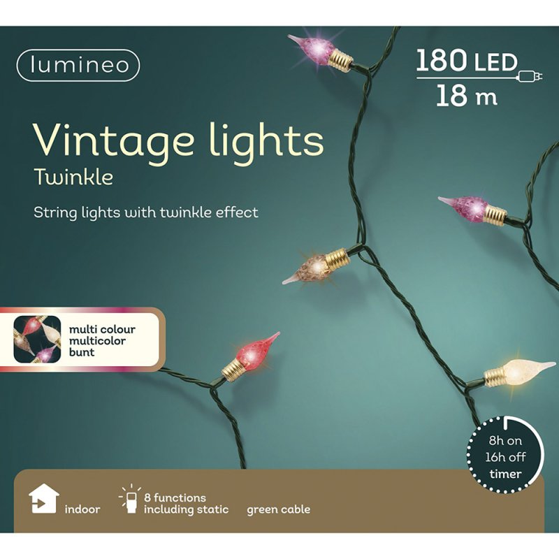 LED Vintage Twinkle Lights Green/Classic Or Warm/Brown/Purple/Red 1790cm