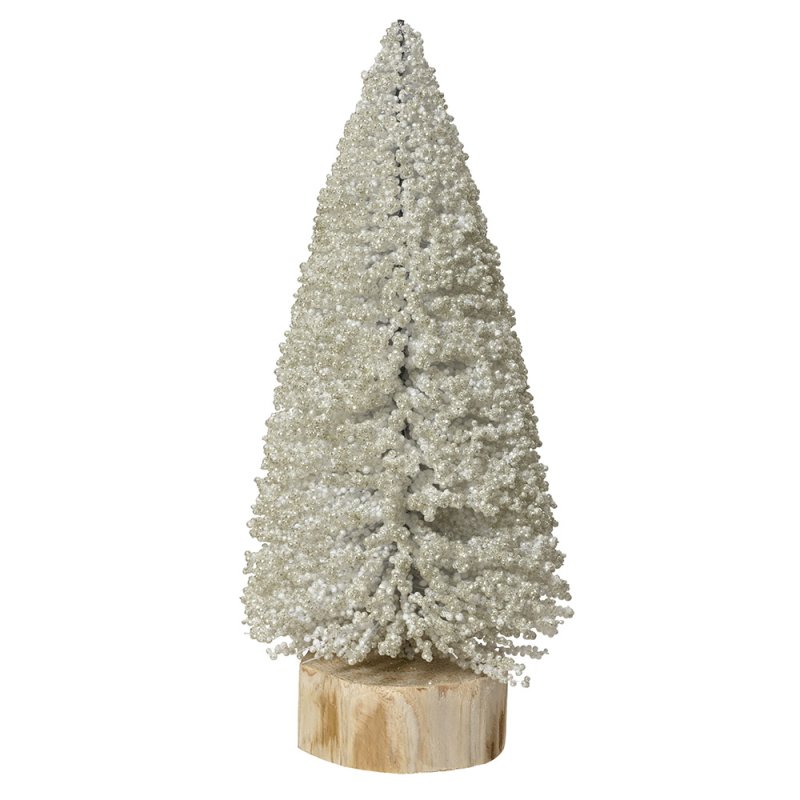 0.3ft/10cm Pearl Mini Tree White with Timber Base