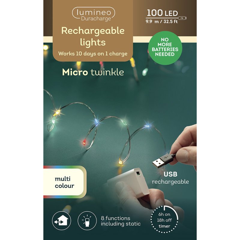 Micro LED Duracharge Twinkle Lights Multicolour 990cm