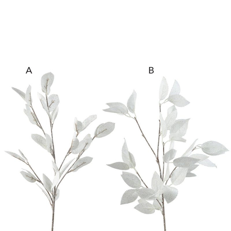 Decorative Leaves Spray Wool White 85cm (Choice of 2)