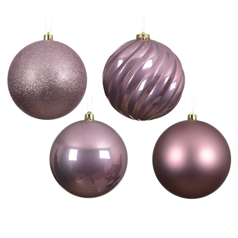 Shatterproof Baubles Vintage Pink In Tube 14cm (Set Of 4) 2
