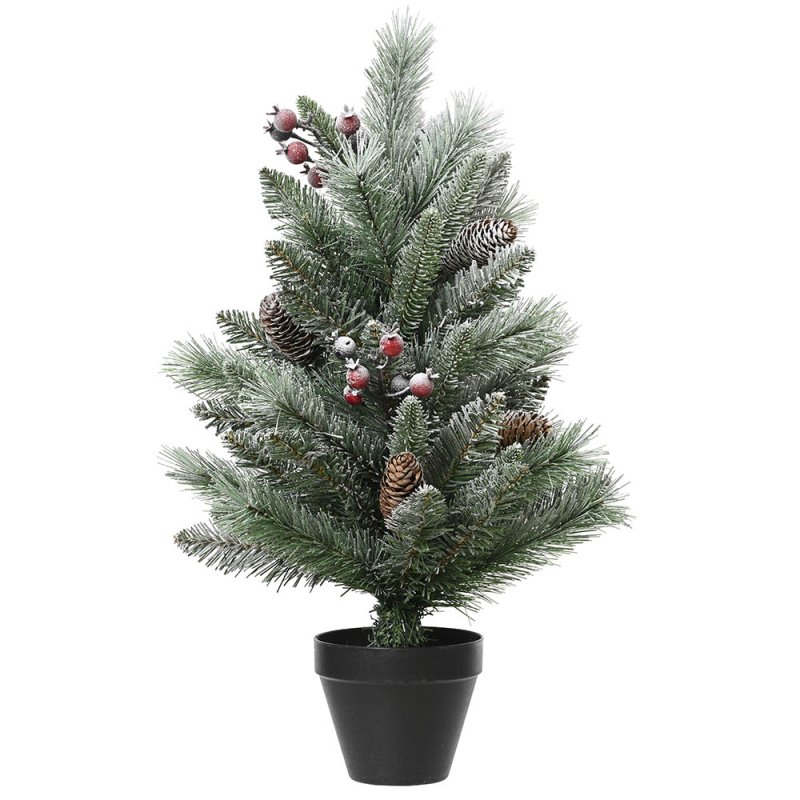 2ft/60cm Windham Mini Christmas Tree Frosted With Pinecones 