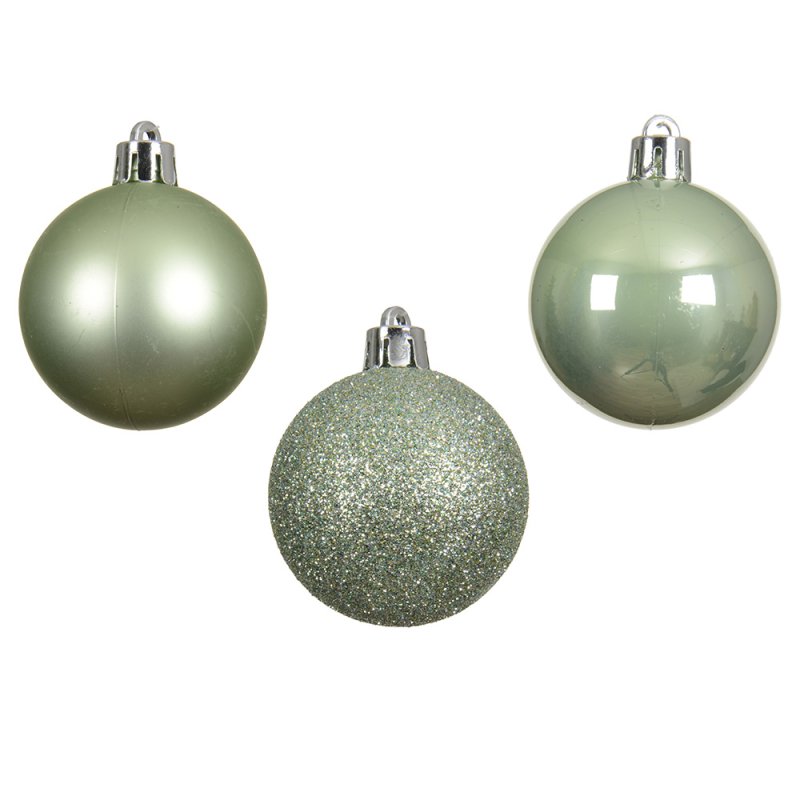 Shatterproof Mixed Finish Bauble Set Matcha Green In Tube 3cm (Set of 14)