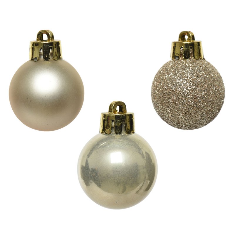 Shatterproof Baubles With Glitter Pearl In Tube 3cm (Set of 14)