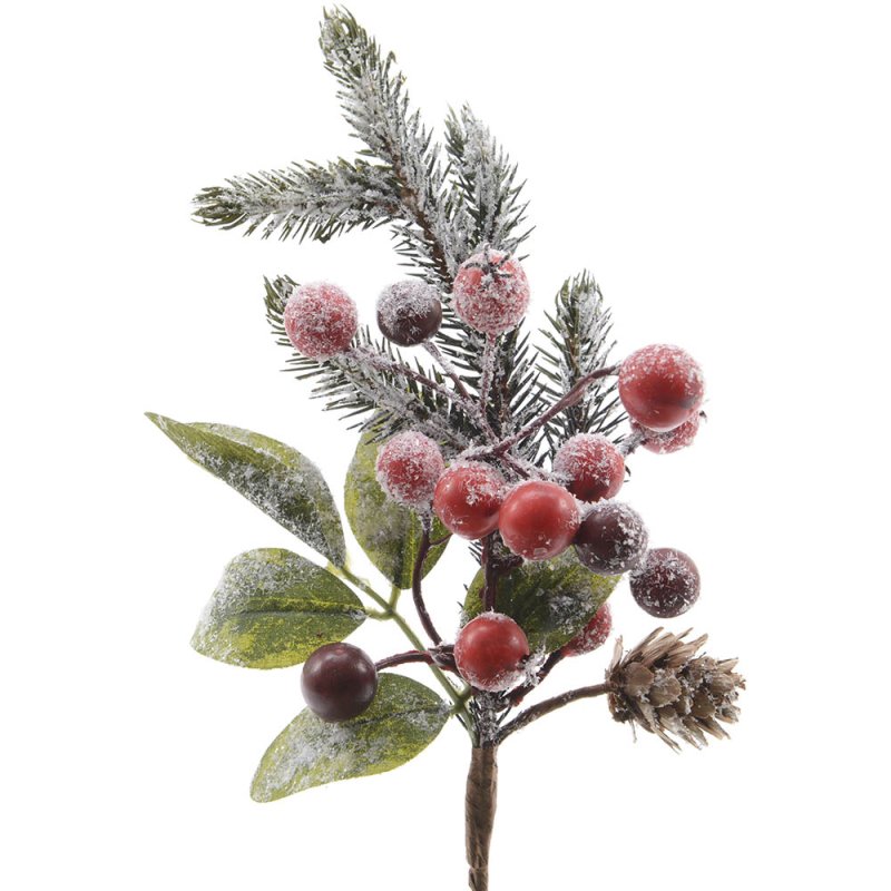 Snowy Red Berry Pick 24cm
