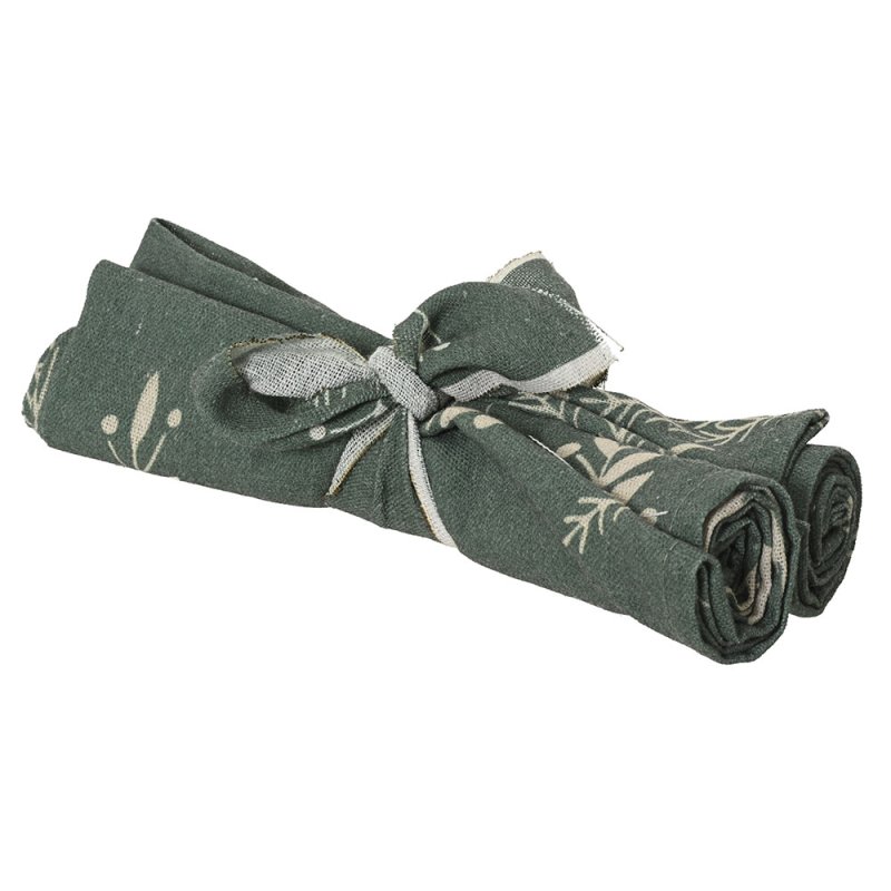 Napkin With Plant Print Green 40cm x 40cm