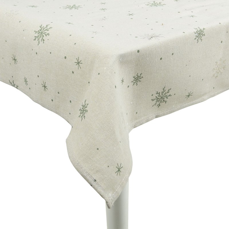 Tablecloth With Snowflake Print Natural 240cm x 140cm 1