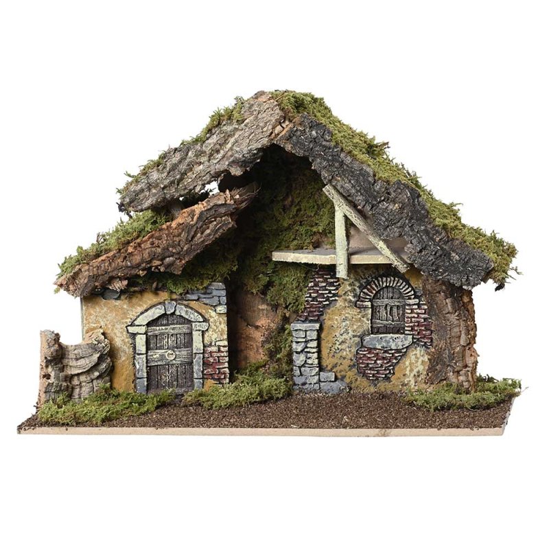 Nativity Crib With Bark & Moss 29cm