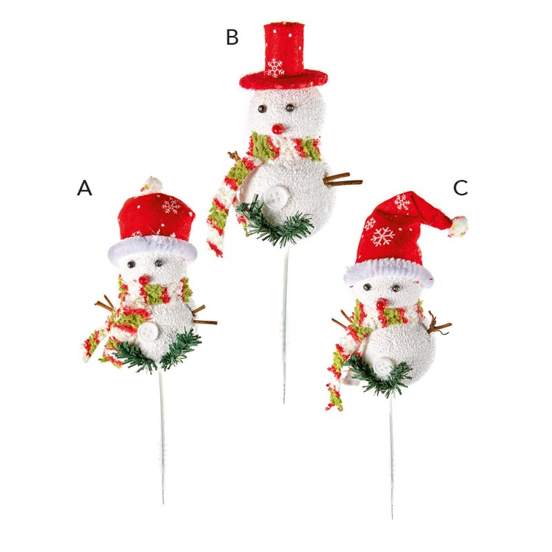 Snowman Pick With Hat & Scarf 21cm (Choice of 3)