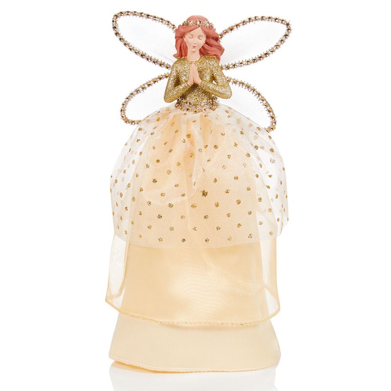 Christmas Tree Angel With Glitter Champagne Gold 28cm
